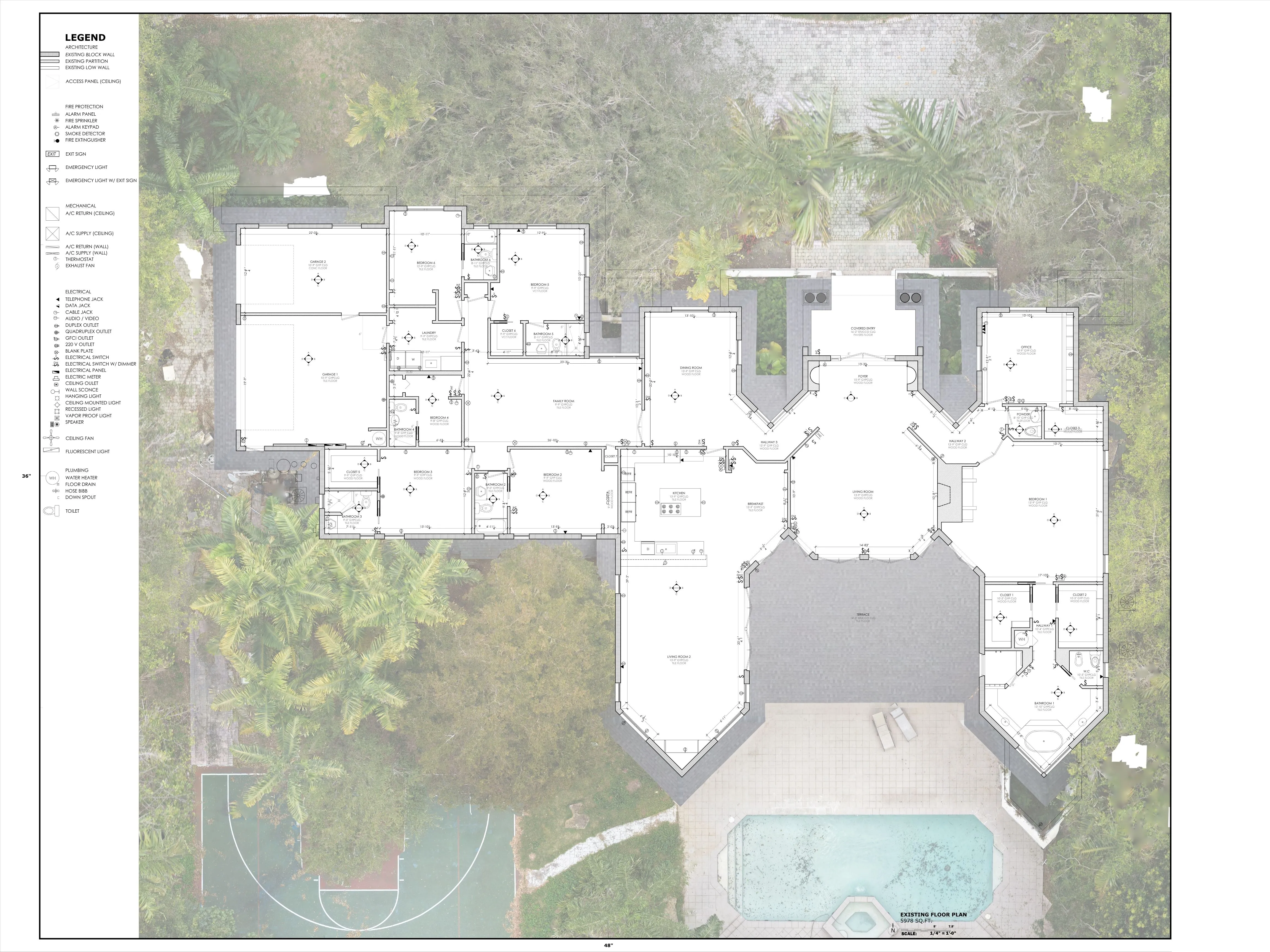 As-built floor plan and reflected ceiling plan sample — existing conditions documentation for the Essentials package